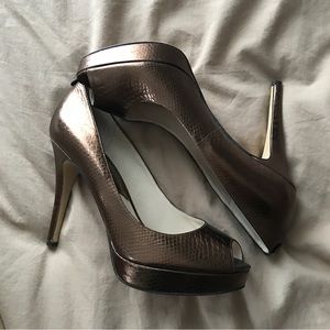 MICHAEL Michael Kors: embossed leather, peep toe platform